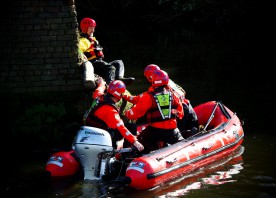 Firefighters carry out water rescue training