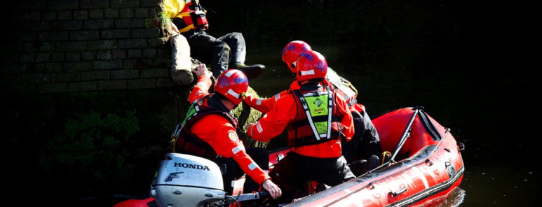 Firefighters carry out water rescue training