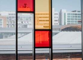 A view of Sheffield through a stained glass window